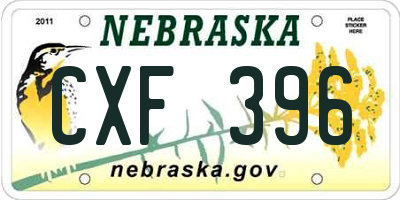 NE license plate CXF396