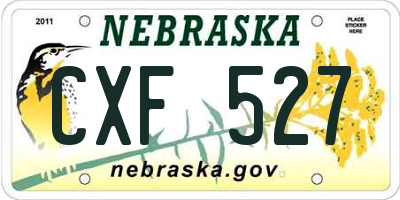 NE license plate CXF527