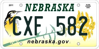 NE license plate CXF582