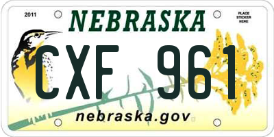 NE license plate CXF961