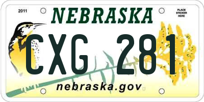 NE license plate CXG281