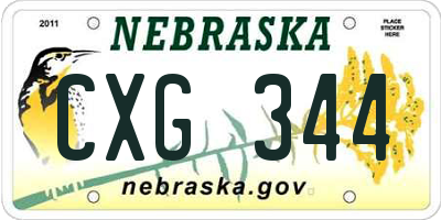 NE license plate CXG344