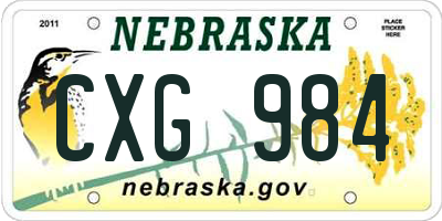 NE license plate CXG984