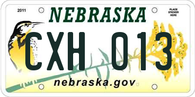 NE license plate CXH013