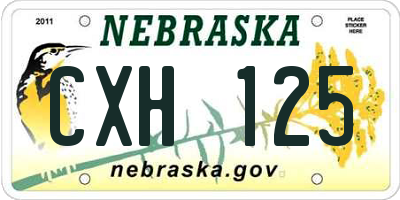 NE license plate CXH125