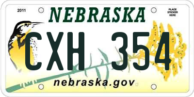 NE license plate CXH354