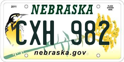 NE license plate CXH982