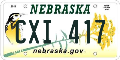 NE license plate CXI417
