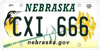 NE license plate CXI666