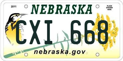 NE license plate CXI668