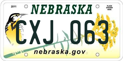 NE license plate CXJ063