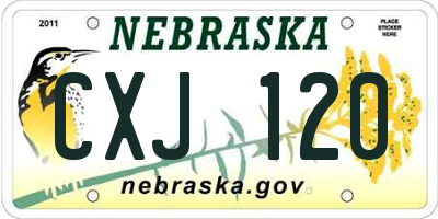 NE license plate CXJ120