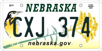NE license plate CXJ374