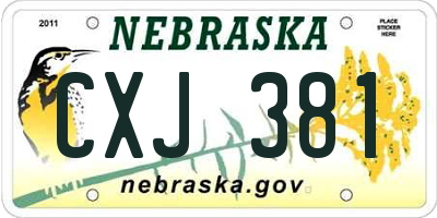 NE license plate CXJ381