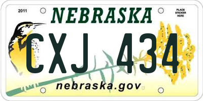 NE license plate CXJ434