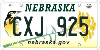 NE license plate CXJ925