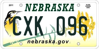 NE license plate CXK096