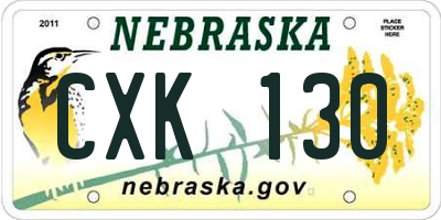 NE license plate CXK130