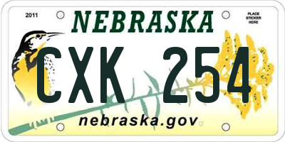 NE license plate CXK254