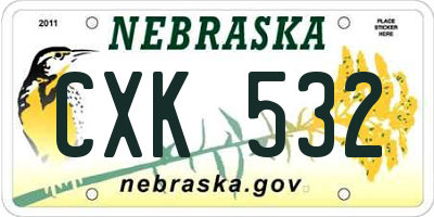 NE license plate CXK532