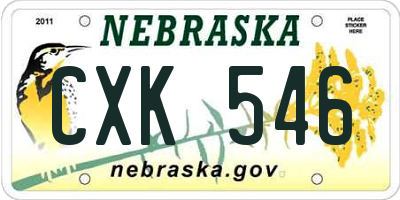 NE license plate CXK546