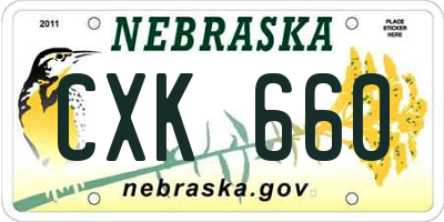 NE license plate CXK660