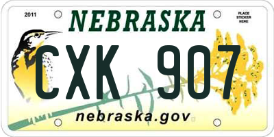 NE license plate CXK907