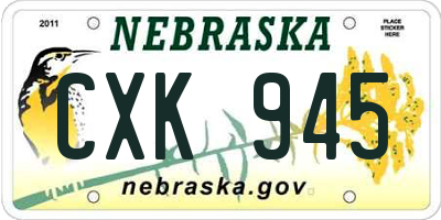 NE license plate CXK945