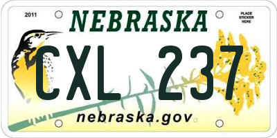 NE license plate CXL237