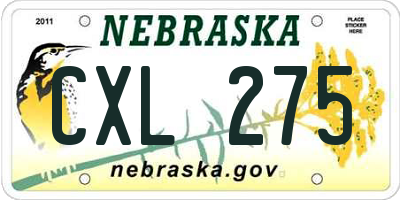 NE license plate CXL275