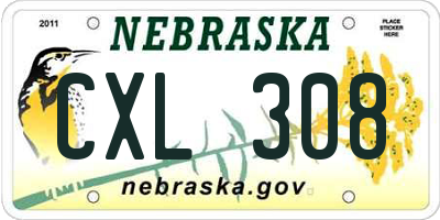 NE license plate CXL308
