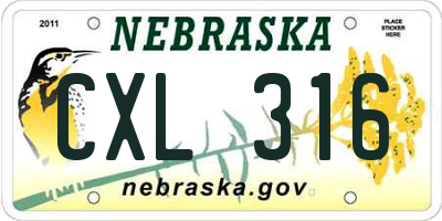 NE license plate CXL316