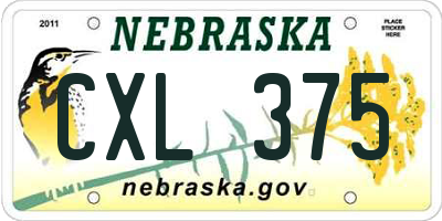 NE license plate CXL375