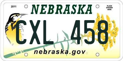 NE license plate CXL458