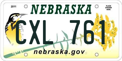 NE license plate CXL761