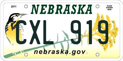 NE license plate CXL919