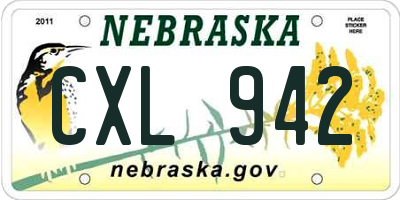 NE license plate CXL942
