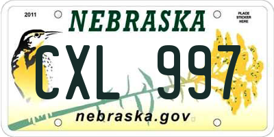 NE license plate CXL997