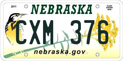 NE license plate CXM376