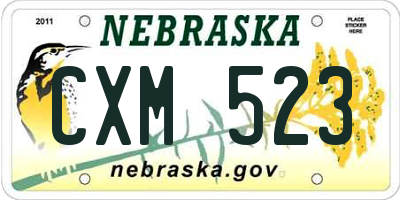 NE license plate CXM523