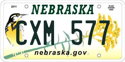 NE license plate CXM577