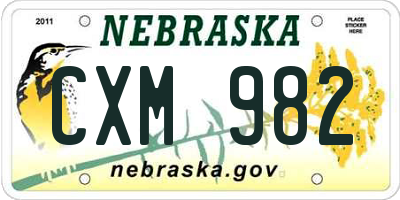 NE license plate CXM982