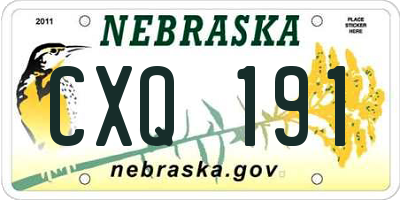 NE license plate CXQ191