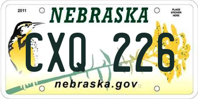 NE license plate CXQ226