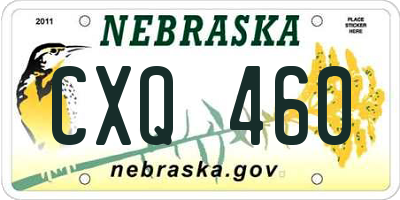 NE license plate CXQ460