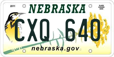NE license plate CXQ640