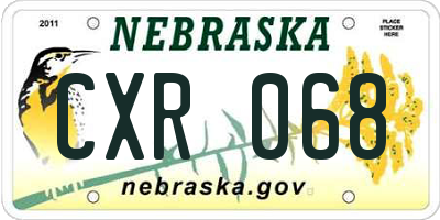 NE license plate CXR068