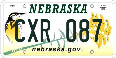 NE license plate CXR087