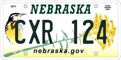 NE license plate CXR124
