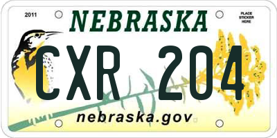 NE license plate CXR204